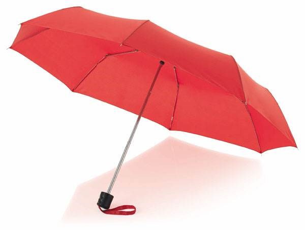 Obrázky: Červený třídílný skládací deštník mechan.