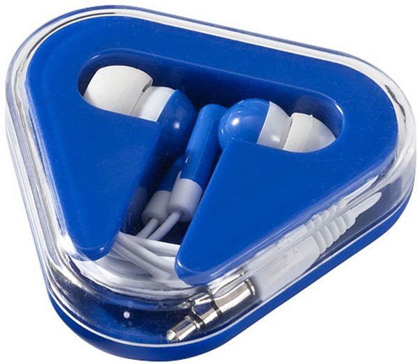 Obrázky: Modrá sluchátka v trojúhelníkovém boxu