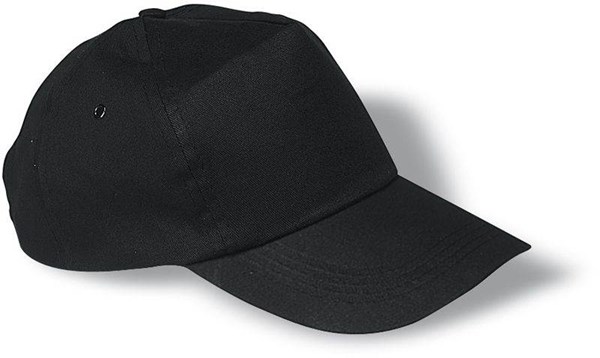 Obrázky: Černá pětipanelová bavlněná baseballová čepice