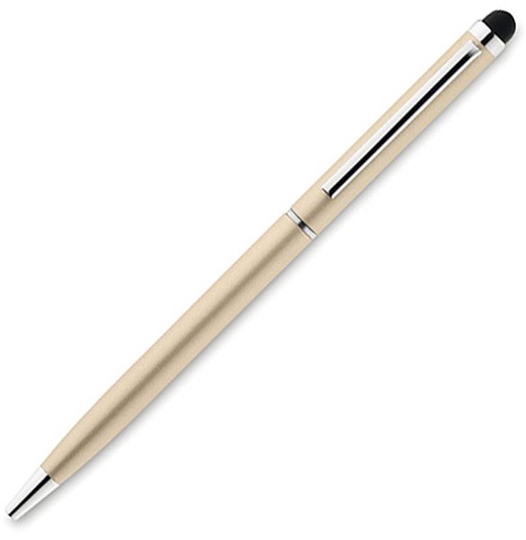 Obrázky: Zlaté štíhlé kovové kuličkové pero se stylusem