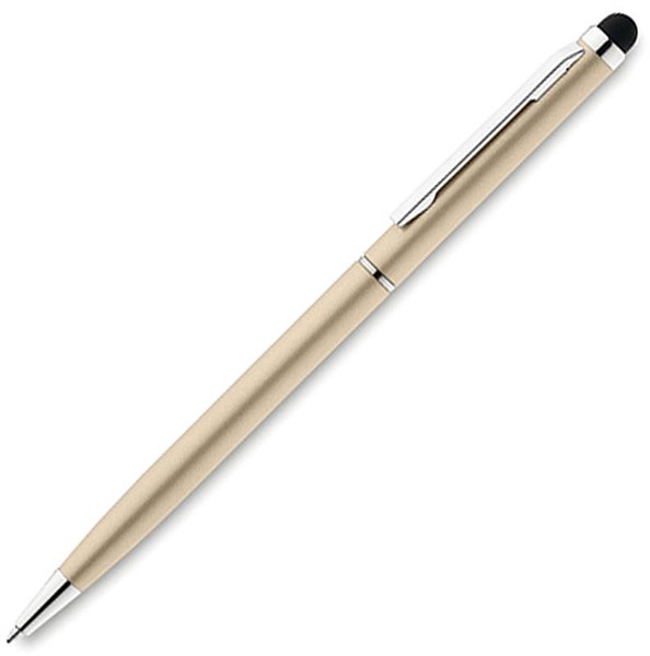 Obrázky: Zlaté štíhlé kovové kuličkové pero se stylusem, Obrázek 2