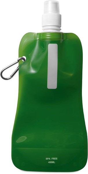 Obrázky: Zelená skládací láhev na vodu s karabinkou