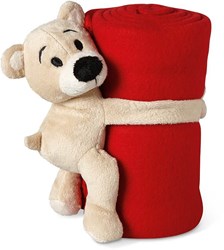Obrázky: Dětská červená fleecová deka s medvídkem