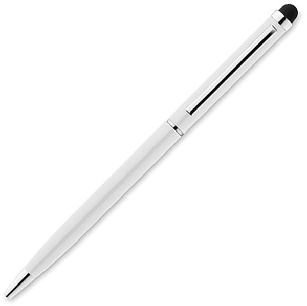 Obrázky: Bílé štíhlé kovové kuličkové pero se stylusem