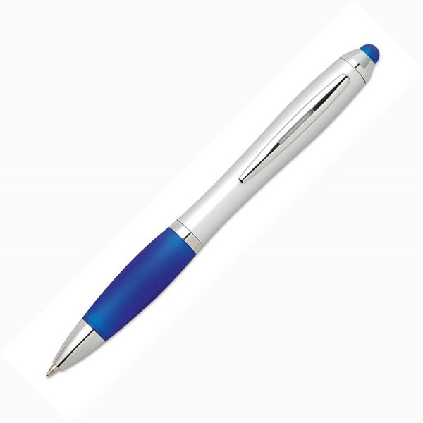 Obrázky: Modré plastové kuličkové pero se stylusem