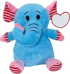 Obrázky: Modrý plyšový slon s komplimentkou ve tvaru srdce