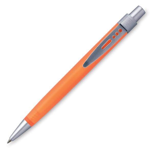 Obrázky: Oranžové kuličkové pero, kovový proděravěný klip