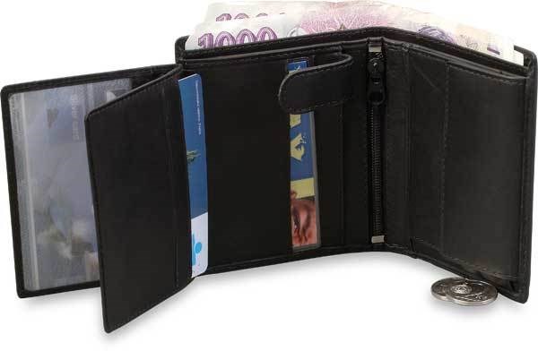 Obrázky: Kožená peněženka s mnoha vnitřními kapsami a zipem