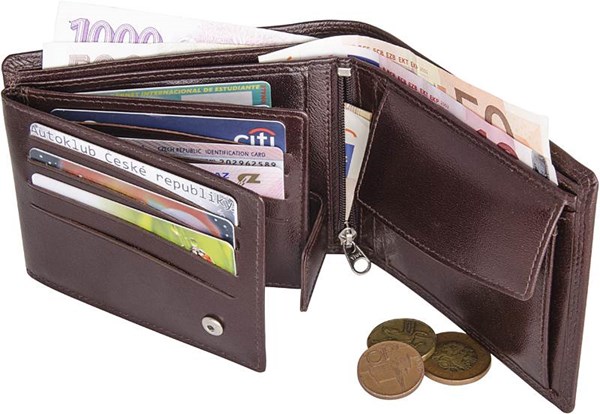 Obrázky: Pánská hnědá kožená peněženka - na šířku
