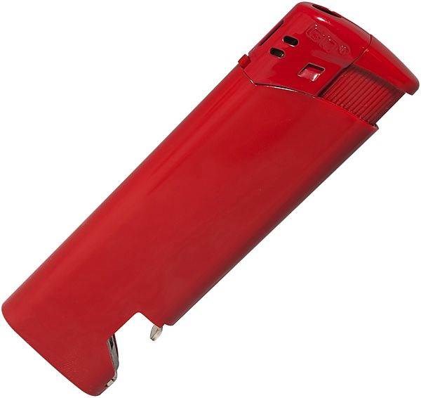 Obrázky: Červený plnitelný piezo zapalovač s otvírákem