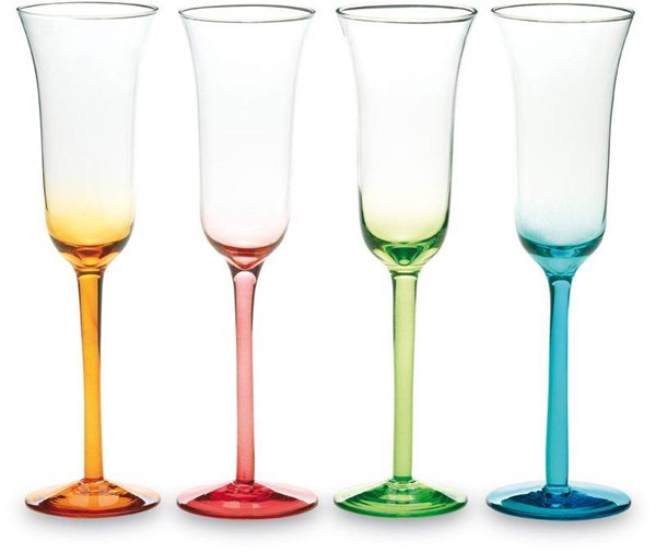 Obrázky: Sada 4 flétnových různobarevných sklenic na sekt
