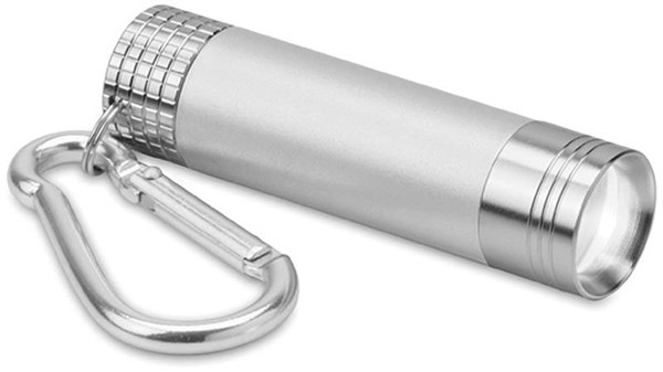 Obrázky: Stříbrná vysouvací LED minisvítilna s karabinou, Obrázek 3