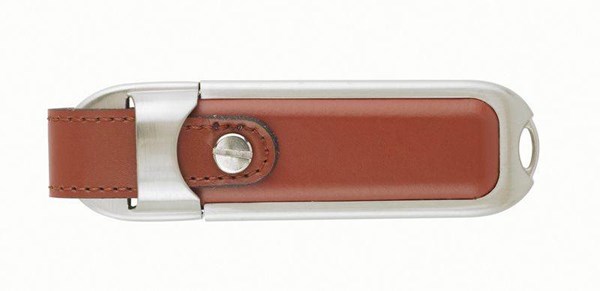 Obrázky: Datashield hnědé USB, kovově - kožené pouzdro 2GB, Obrázek 2