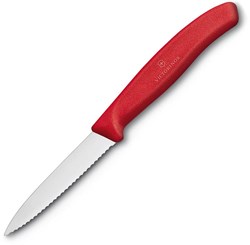 Obrázky: Červený nůž na zeleninu VICTORINOX,vlnkové ostří 8cm