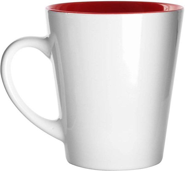 Obrázky: Bílý keramický hrnek 300 ml s červeným vnitřkem