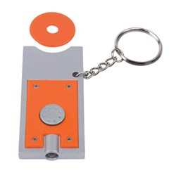 Obrázky: Oranžový přívěsek na klíče s LED světlem a žetonem