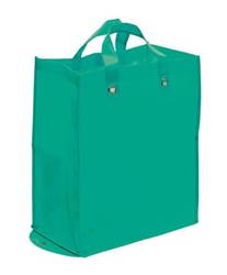 Obrázky: Zelená skládací nákupní taška z PP, zesílené dno