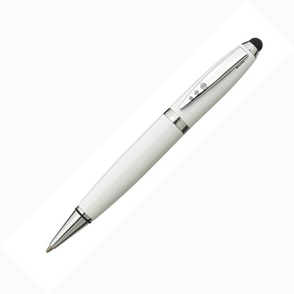 Obrázky: Bílé kovové kuličkové pero a stylus TOUCH-DOWN, ČN