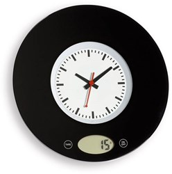 Obrázky: Černá elektronická kuchyňská váha s hodinami
