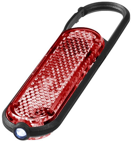 Obrázky: Červená odrazka-karabinka s LED světlem