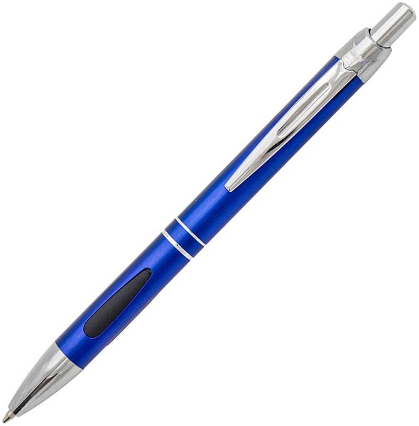 Obrázky: Modré kombinované plast/kov kuličkové pero ATUL PLUS s pryž. prvky