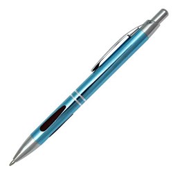 Obrázky: Modré kovové kuličkové pero ATUL s pryží na úchopu
