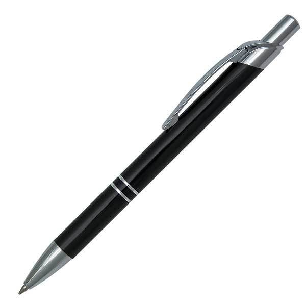 Obrázky: Černo-stříbrné kovové kuličkové pero LENA