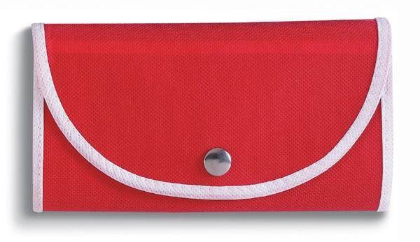 Obrázky: Červená skládací nákupní taška Foldy s bílým lemem