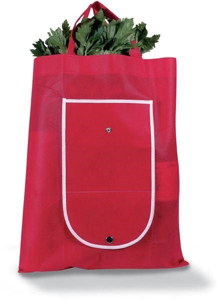 Obrázky: Červená skládací nákupní taška Foldy s bílým lemem, Obrázek 2