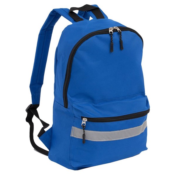 Obrázky: Modrý polyesterový batoh s reflexním pásem