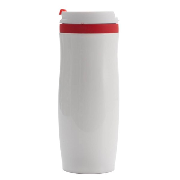 Obrázky: Bílý nerezový termohrnek 390 ml, červené doplňky, Obrázek 5