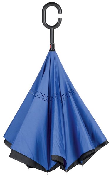 Obrázky: Modrý reverzní handsfree deštník, Obrázek 2