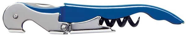 Obrázky: Modrý kovový číšnický otvírák s dvoufáz. vývrtkou