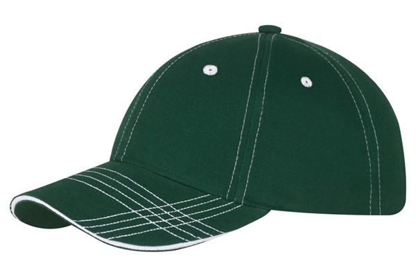Obrázky: Šestidílná zelená prošívaná keprová čepice, Obrázek 1