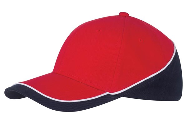 Obrázky: Šestidílná čepice červeno/modrá, kovová přezka, Obrázek 1