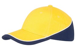 Obrázky: Šestidílná čepice žluto/modrá, kovová přezka