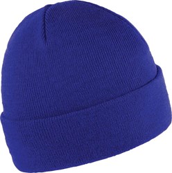 Obrázky: Zimní dvojvrstvá akrylová pletená čepice s lemem král.modř