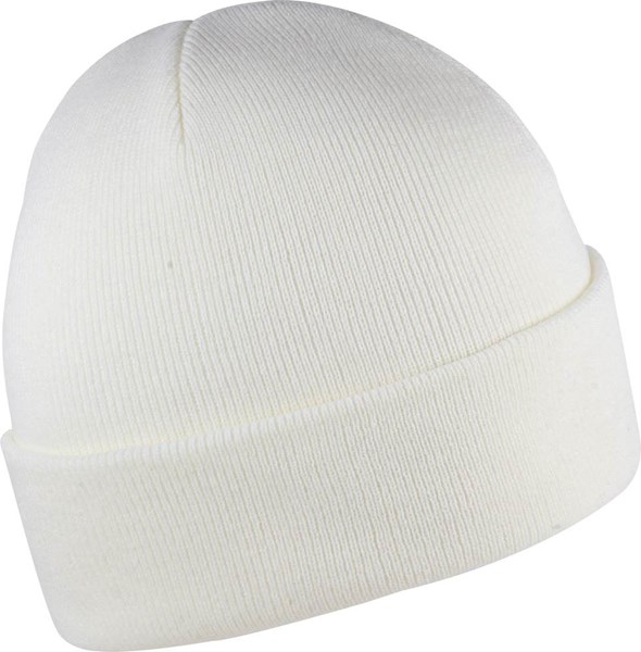 Obrázky: Zimní dvojvrstvá akrylová pletená čepice s lemem bílá, Obrázek 1