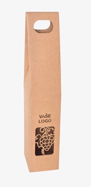 Obrázky: Papírová krabice na 1 láhev s motivem hroznu,laser