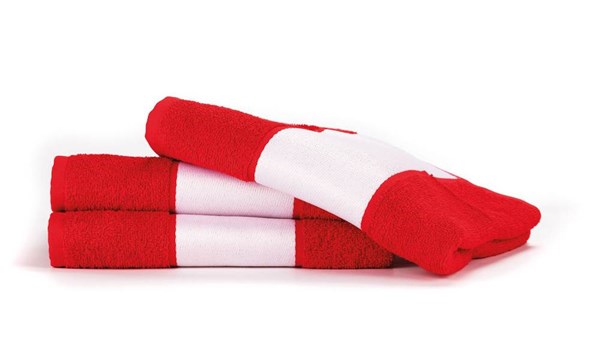 Obrázky: Červený ručník PRINT 400 g/m2, bílá bordura