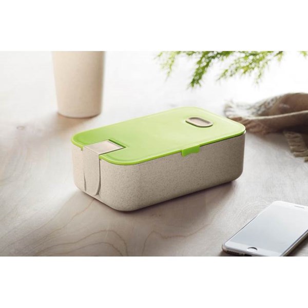 Obrázky: Eko obědová krabička přírodní se zeleným víčkem, Obrázek 2
