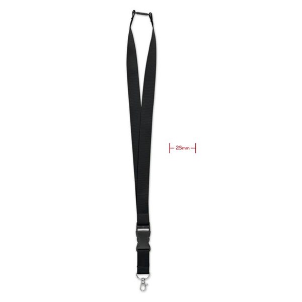 Obrázky: Lanyard 25 mm-karabina,klip a pojistka, černý