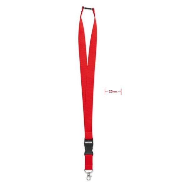 Obrázky: Lanyard 25 mm-karabina,klip a pojistka, červený