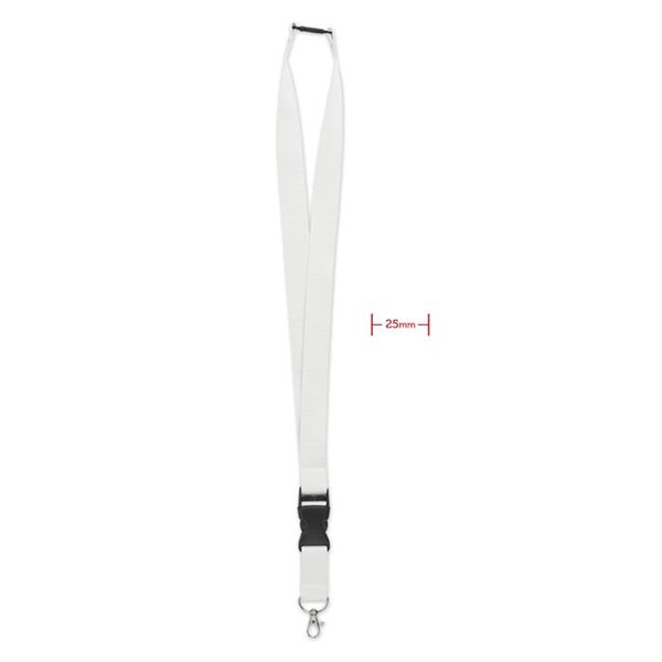 Obrázky: Lanyard 25 mm-karabina,klip a pojistka, bílý