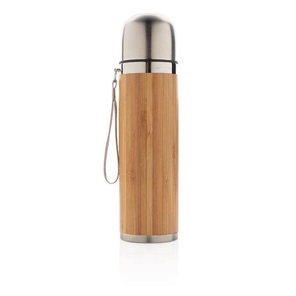 Obrázky: Nerezová termoska s bambusovým pláštěm, 400ml, Obrázek 3