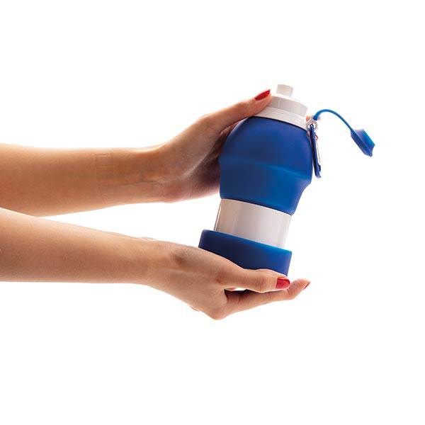 Obrázky: Modrá skládací silikonová sportovní láhev 580 ml, Obrázek 3
