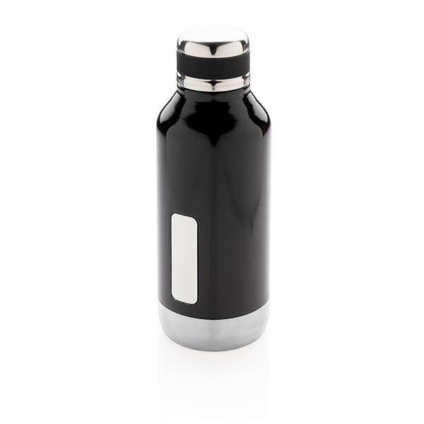 Obrázky: Černá nepropustná termo láhev se štítkem pro logo, Obrázek 1