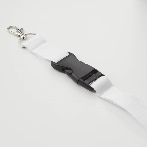 Obrázky: Lanyard 25 mm-karabina,klip a pojistka, bílý, Obrázek 2