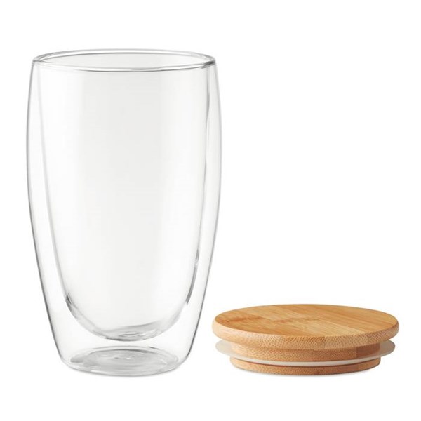Obrázky: Dvoustěnná sklenice 450 ml s bambusovým víčkem, Obrázek 3
