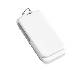 Obrázky: Malý bílý otočný USB flash disk 8GB s kroužkem